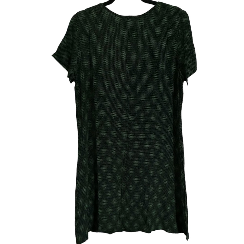 Vintage Carole Little Mini dress Geometric design Neon Kelly Green Black Size 12 - Picture 4 of 7